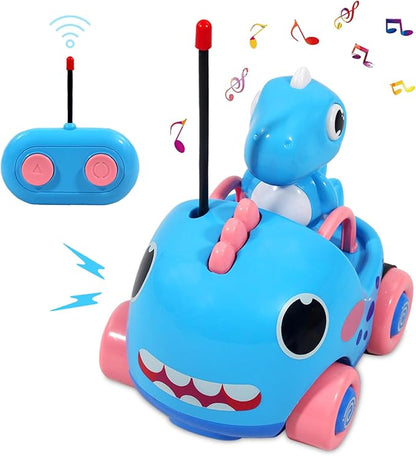 Toddler Remote Control Car, Cartoon RC Dino Chasers Cars, Toddler Toys, 3 Year Old Boy Toys, Car Toys for 3 Year Old Boys, Music & Sound Christmas Birthday Gift