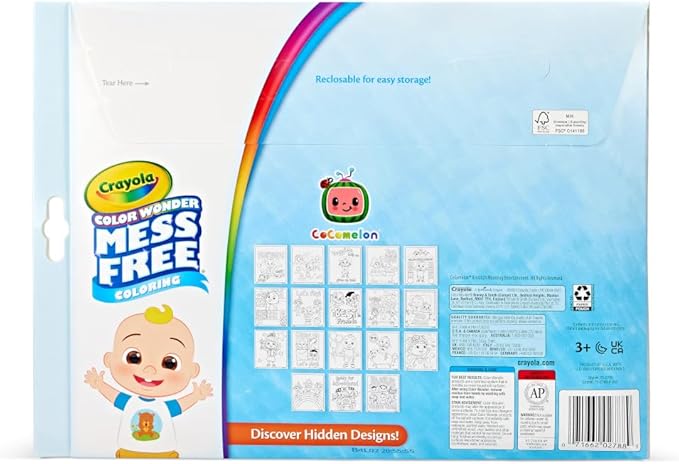 Crayola Cocomelon Color Wonder Coloring Set, Cocomelon Coloring Pages, Mess Free Coloring for Toddlers, Travel Activity, Gift for Kids