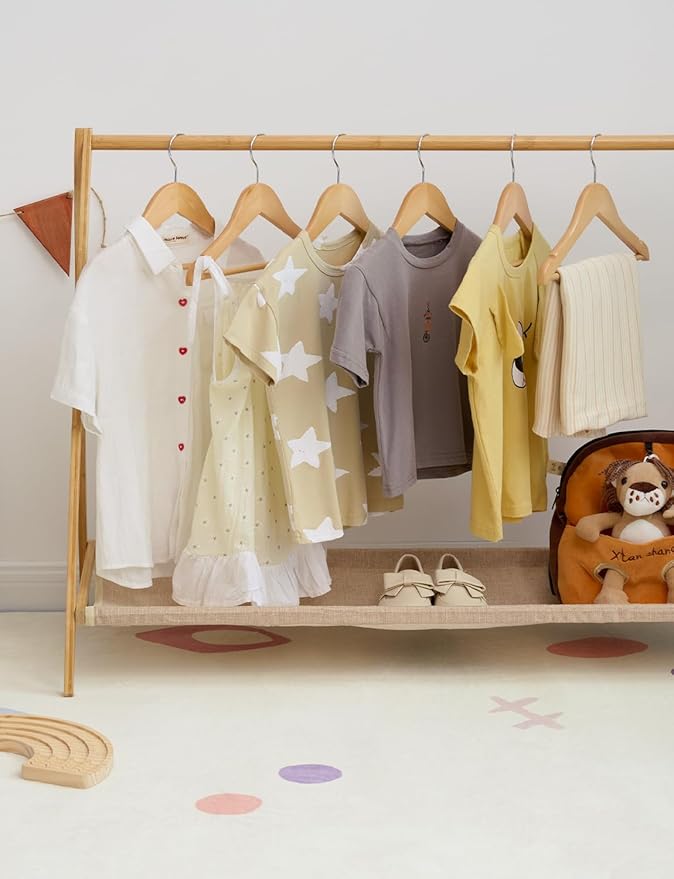 StorageWorks Baby Clothes Hangers, Kids Wooden Hangers with Pant Bar, 20-Pack Natural Wood Hangers for Toddler, Children's Coat Hangers for Closet, Solid Maple Wood Hangers, Natural Maple Wood Color