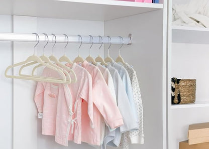 ManGotree Baby Velvet Clothes Hangers, Kids Toddler Children's Hangers for Clothes Space Saving Non-Slip (30 Pack, Beige)