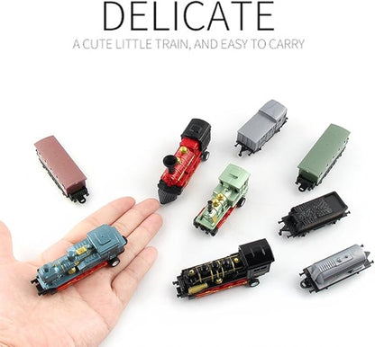 CORPER TOYS Mini Train Toy Die-Cast Pull Back Steam Train Model Set Assorted Styles for Kids Boys - 4 Packs (16 Pieces)