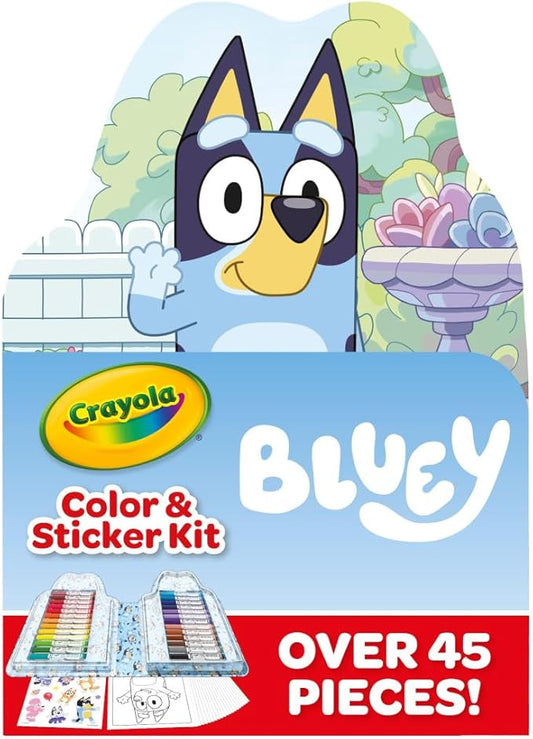 Crayola Bluey Art Kit for Kids (45pcs), Bluey Coloring Book Pages, Bluey Stickers for Kids, Bluey Toys For Girls & Boys, Toddler Gift, 4+