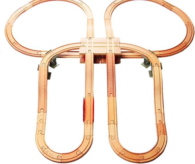 Wooden Train Tracks Accessories Wood Train Tunnel for Railroad Tracks, 2-Level Overpass fits for All Railway Tracks System