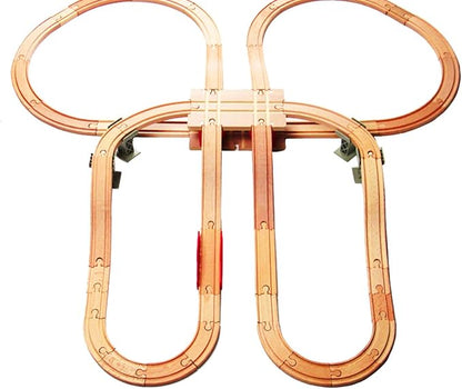 Wooden Train Tracks Accessories Wood Train Tunnel for Railroad Tracks, 2-Level Overpass fits for All Railway Tracks System