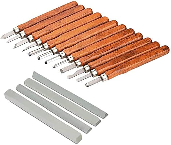 Wood Carving Tools Set, 12 PCS SK2 Carbon Steel Carving Chisels Knife Kit with Detail Wood Carving Knife, Hand Carving Tool for Beginners Kids Adult Soapstone Pumpkin Carpenter Experts DIY Sculpture