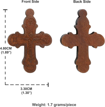 COTTVOTT Wooden Christian Jesus Cross/Orthodox Crucifix Charms Pendants for Rosary Necklace, DIY Jewelry Making Accessories Parts