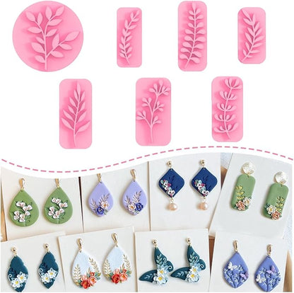 KEOKER Leaves Clay Stamps - 7 Shapes Clay Cutters for Polymer Clay Jewelry Making, Work with Polymer Clay Cutter, Leaves Polymer Clay Cutters for Earrings, Polymer Clay Stamps and Molds