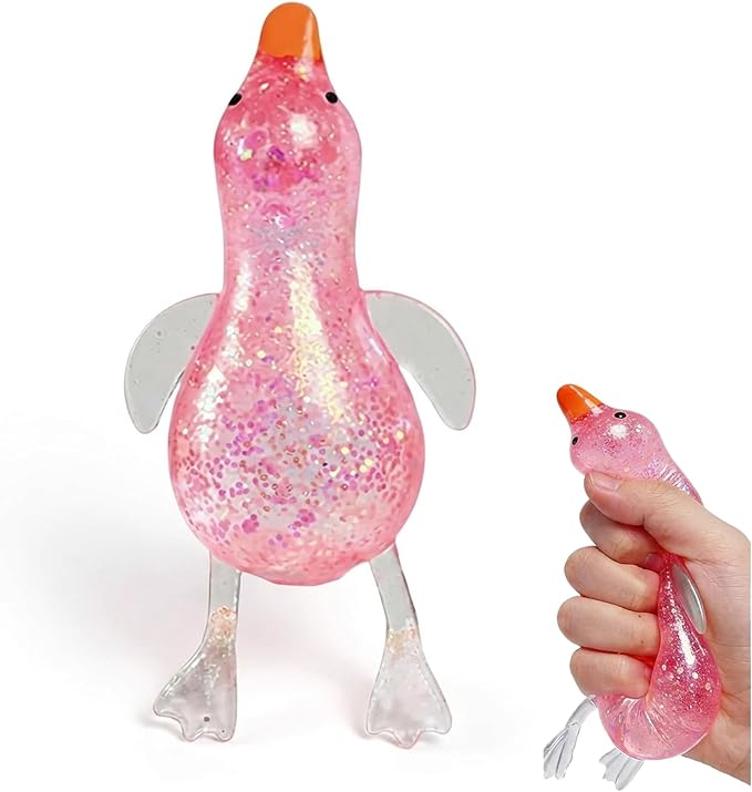 Cute Duck Squishy Stress Ball – Soft Pink Sugar Squishy Fidget Toy, Slow Rising Moldable Sensory Toy for Stress & Anxiety Relief, Relaxing Desk Toy(Pink)