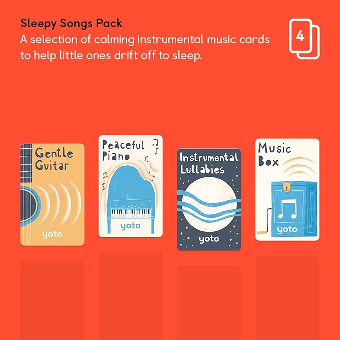 YOTO Sleepy Songs Pack – 4 Kids Musical Cards for Use with Player & Mini All-in-1 Audio Device, Educational & Screen-Free Listening with Relaxing Music for Naptime Bedtime & Winding Down
