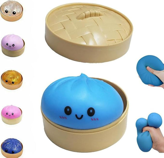 Dumpling Squishies,Glitter Dumpling, Glitter Squishy with Box,Easter Basket Stuffers(Blue)