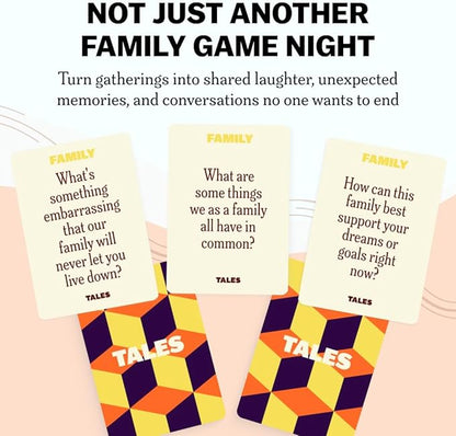 TALES Family Edition 150 Conversation Cards for Family Game Night, Adults, Teens, and Kids, Family Dinners, and Gatherings, Prompts for Meaningful Connections