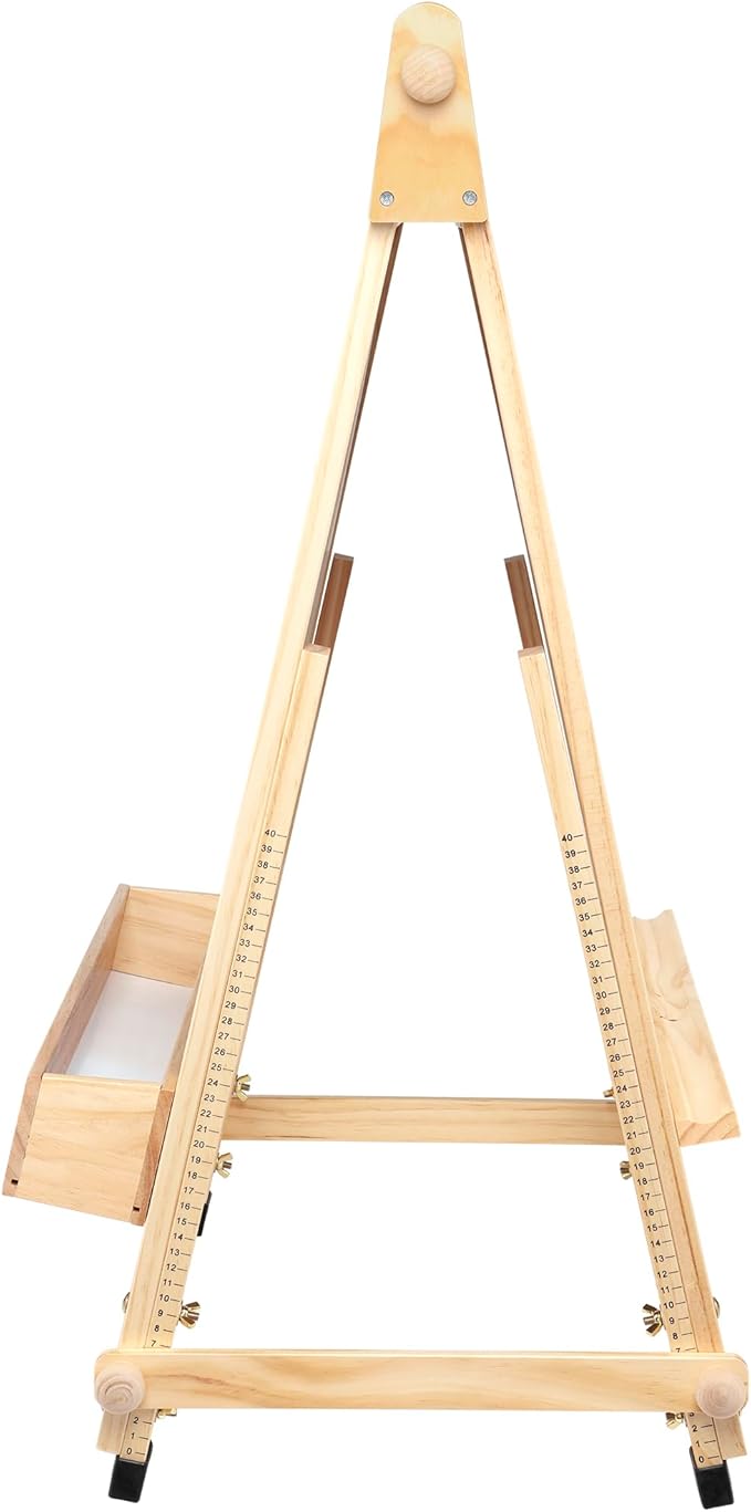 Fundamentals Kids Art Easel 3 in 1 Multipurpose Wooden Art Easel, Chalk Board & Dry Erase White Board & Paper Roll with Paper Clamp Adjustable Height 36.5"- 51" - Natural Finish