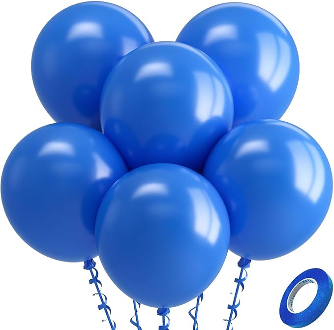 Bezente Royal Blue Latex Party Balloons - 30 Pack 18 inch Round Helium Matte Dark Blue Balloons for Graduation Men Birthday Gender Reveal Wedding Under The Sea Ocean Theme Boho Party Decorations