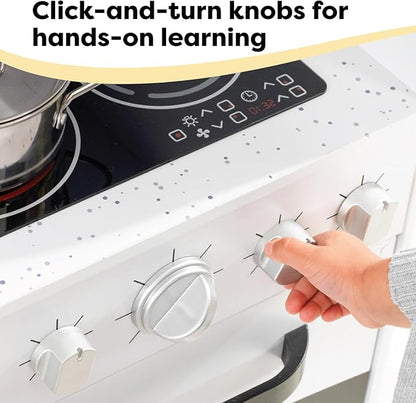 KidKraft Large Wooden Play Kitchen with Lights & Sounds, Icemaker, Play Phone, White, Gift for Ages 3+