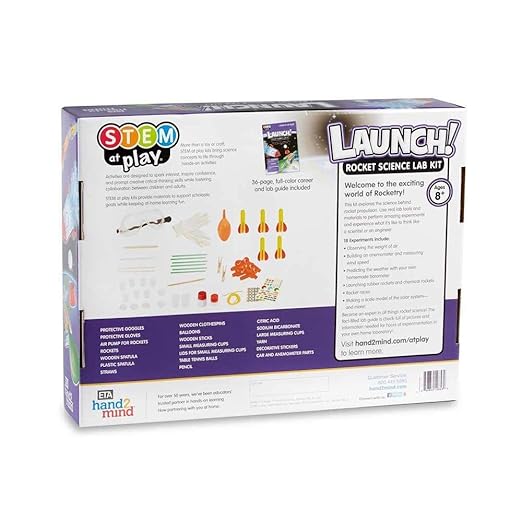 hand2mind Launch! Rocket Kids Science Kits, 18 STEM Experiments and Activities, Make Your Own Rocket, Solar System & Rocket Races | Educational Toys | STEM Authenticated