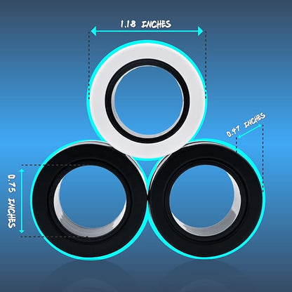 Cevioce 6 PCS Magnetic Ring Fidget Toys Set,Easter Basket Stuffers Finger Spinner Pack for Teens Adults and Kids,Coolest Magnet for ADHD Anxiety Relief Toy for 8+ Year Old Boys Valentine's Day Gifts