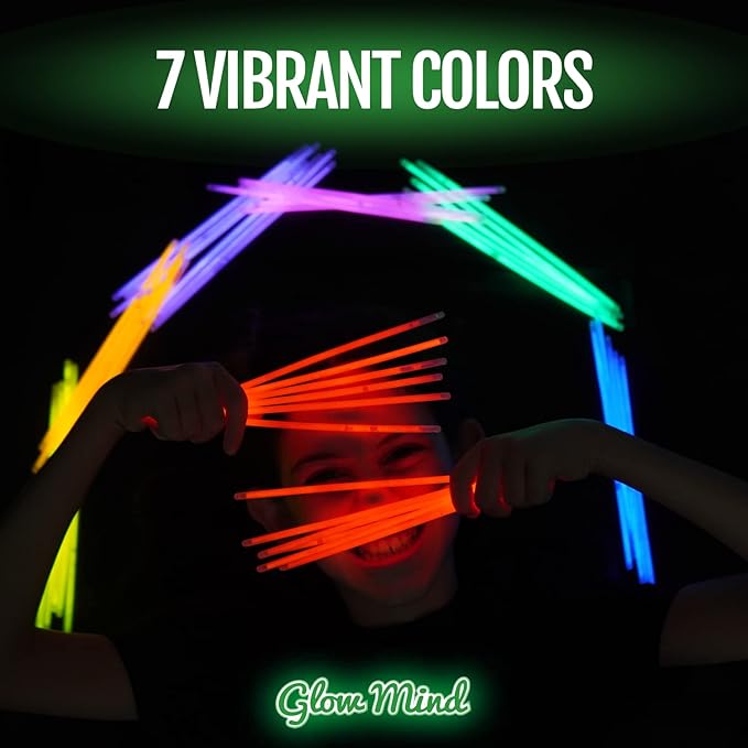 100 Ultra Bright Glow Sticks Bulk Party Pack - Glow in the Dark Party Supplies Pack - 8" Glowsticks Party Favors with Bracelets and Necklaces