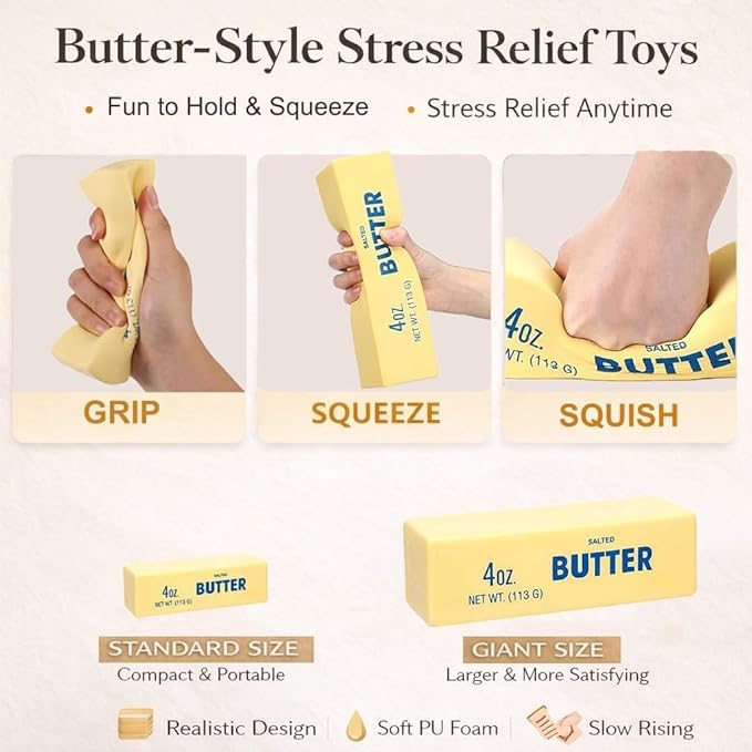 Butter Squishy Stick, Slow Rising Squeeze Stress Relief Squishy for Office & Desk Use (Standard)