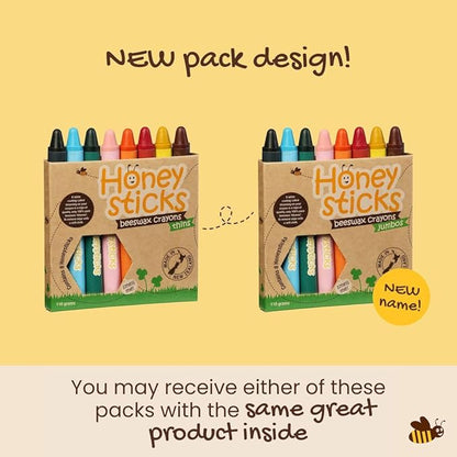 Honeysticks Jumbo Crayons (8 Pack) - 100% Pure Beeswax Crayons - Non Toxic Crayons for Kids - Large Crayons, Easy to Hold and Use, Unbreakable, Eco Friendly, Preschool Art Supplies, For Kids 2-4, 4-8