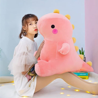 Cute Dinosaur Plush Toys, Fat Dinosaur Soft Stuffed Animals Toys Dolls, Dino Plushies Doll Cute Birthday Gifts for Kids Girls Boys (Pink,8in)