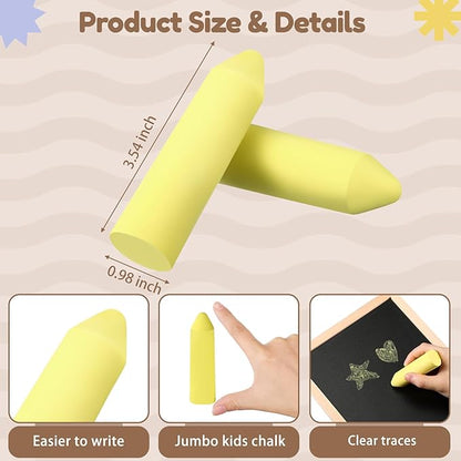 Fulmoon 40 Pcs Jumbo Sidewalk Chalk for Kids Outdoor Art Non Toxic Large Washable Street Chalk for Adults Drawing Painting Graffiti Classroom(Yellow,Sharp Style)