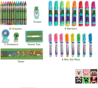 Innovative Designs Minecraft Kids Deluxe Activity Set with Carrying Tin, Coloring Sheets, Tattoos, Stickers, & Art Supplies