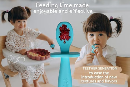 Growing Love Baby Spoons Set, Self Feeding 6 months, Pre-Spoon, Baby utensils, training spoon, cuchara bebe, blw, 100% silicone
