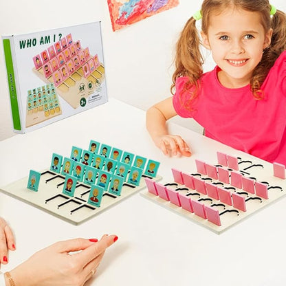 Guess Game Wooden Board Who Am i Game Toy for 3+ Year Old Boys Girls,Guessing Cognitive Toy Logical Reasoning Games for Families,Puzzle Educational Travel Toys for Kids Ages 3 and Up