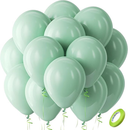 Bezente Mint Green Balloons Latex Party Balloons - 100 Pack 12 inch Round Helium Pastel Light Green Balloons for Wedding Birthday Anniversary Gender Reveal Graduation Party Decorations