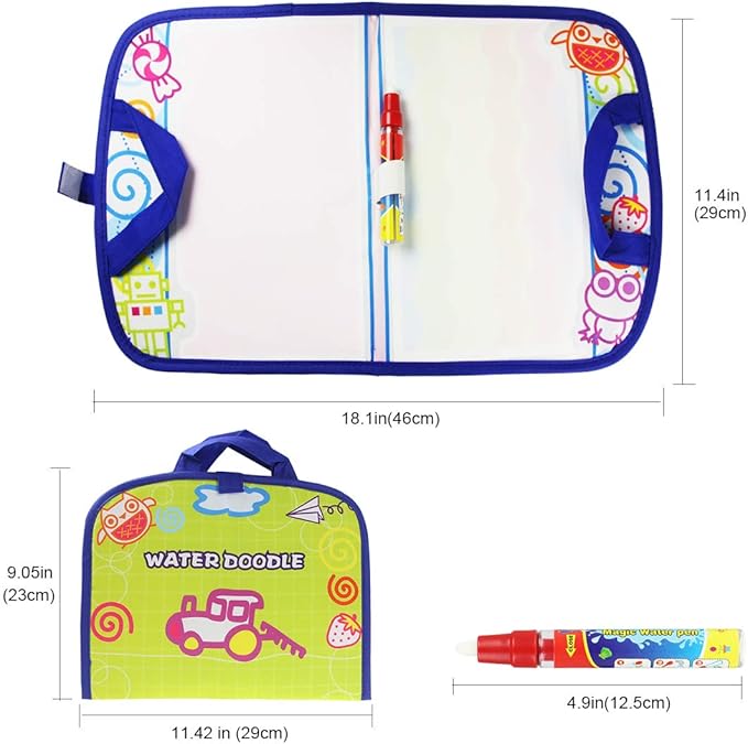 Coolplay Kid Activities Water Drawing Mat Painting with Water Pen Airplane Travel Toy for Toddlers