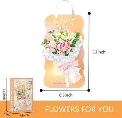 Bouquet Building Sets - Household Decorative Flower Building Block Toys - Artificial Plant Set Gift for Valentine's Day Mother's Day Birthday for Her and Him(Rose)