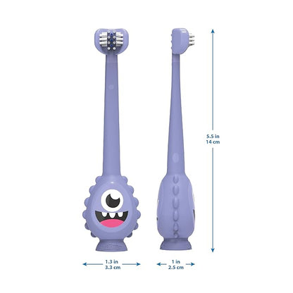 Dr. Brown's ToothScrubber Toothbrush, Three-Sided Toddler Training Toothbrush for Ages 1-4 Years with Suction Cup Base and Color Changing Bristles