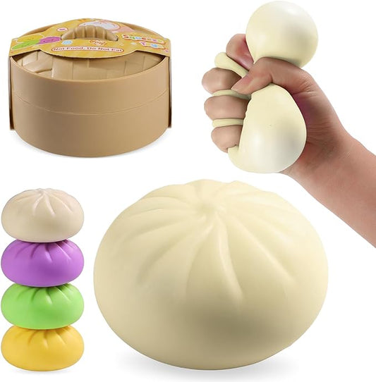 Dumpling Squishy Mystery Box, Dumplings Squeeze Stress Balls for Kids & Adults, Sensory Fidget Toys for Anxiety Relief, Crazy Fun Squishy Dumpling Ideal Gift for Boys,Girls,Teens(White)