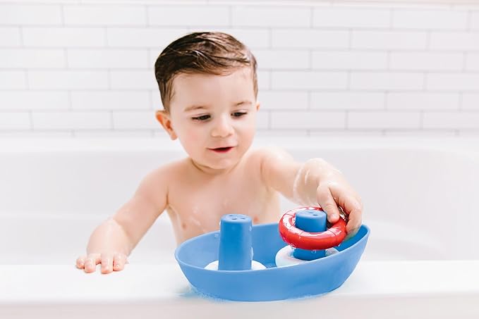 Ubbi Boat & Buoys Bath Toys, Includes 1 Boat and 4 Buoys, Bath Time Toys for Toddlers