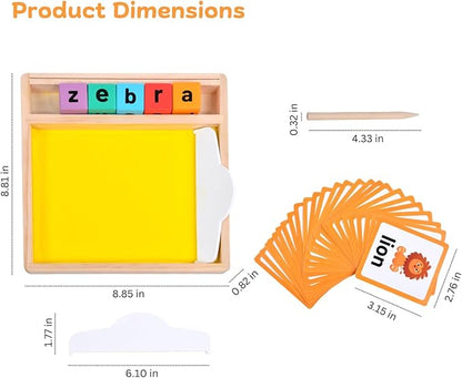 Wooden Sand Writing Tray – Educational Sand Tray for 3 Year Old Kids with Cards, Blocks & Pen – Trace Letters, Numbers & Draw – Perfect Preschool & Classroom Gift.