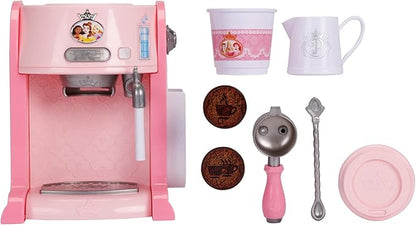 Disney Princess Style Collection Toy Espresso Machine for Kids, Coffee Maker Play Kitchen Accessories Gift for Girls & Kids