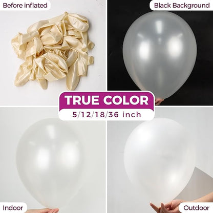 Bezente Pearl White Latex Party Balloons - 150 Pack 5 Inch Matte Small Ivory Helium Pearlescent White Balloons for Anniversary Wedding Baby Shower Birthday Party Decorations
