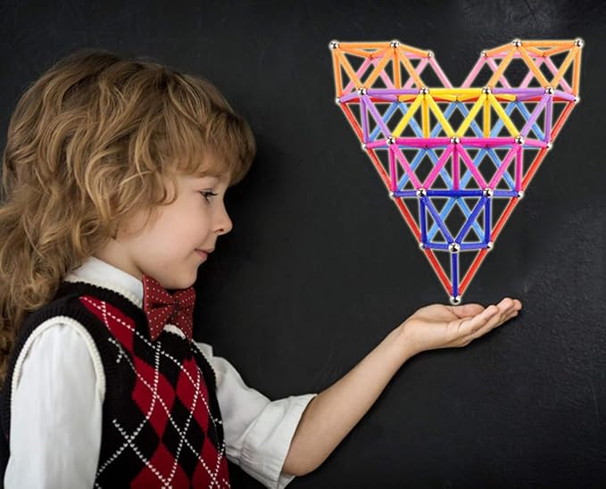 Veatree 150Pcs Magnetic Building Sticks Blocks Toys, Magnet Educational Toys STEM Toys for Kids and Adult, 3D Non-Toxic Building Toy with Storage Bag