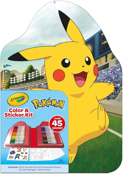 Crayola Pokemon Art Kit for Kids (45pcs), Pokemon Coloring Book Pages, Pokemon Stickers for Kids, Pokemon Toys, Holiday Gift, Ages 4+