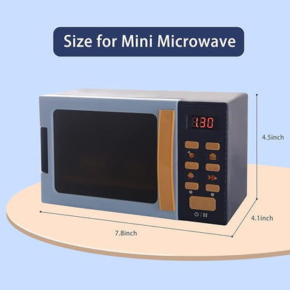 Kids Microwave Toy with Light and Sound, Realistic Toy Kitchen Appliances, Play Kitchen Accessories and Play Food for Toddlers 3 Year Old Up Girls Boys, Blue