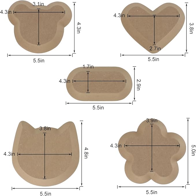 Ceramics Plate Forming Molds, Clay Pottery Molds for Handbuliding, Ceramics Plate Slump Mold, 5 Shapes Various Sizes Ceramic Set for Pottery Tools and Supplies (Heart)