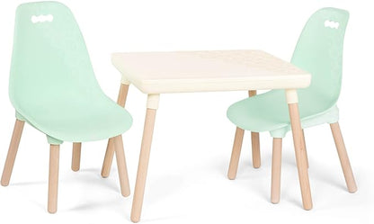 B. toys- B. spaces- Table and Chair Set- Furniture For Toddlers- 1 Craft Table & 2 Chairs- Natural Wooden Legs- Mint- 3 years +