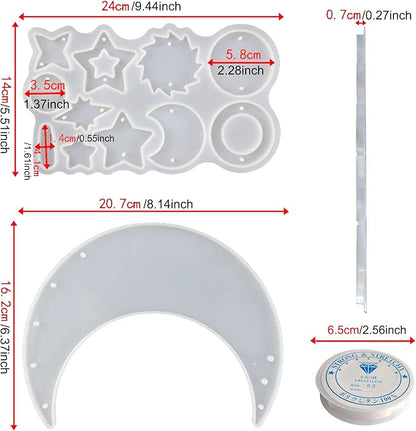 Wind Chimes Resin Molds Silicone Bundle Moon Mold for Home Decor Create Art DIY Wind-Bell Supplies Epoxy Acrylic Resin Molds Decorations Kit