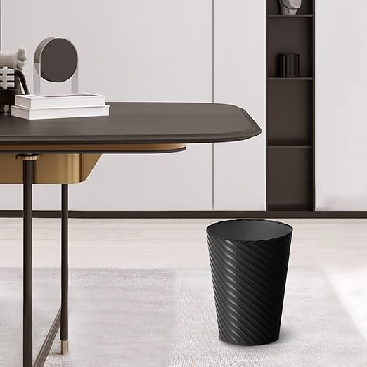 Lysam Bathroom Trash Can, 3 Pack 1.8 Gallons Small Trash Can with Trash Bags, Bathroom Garbage Can, Plastic Trash Bin, Round Waste Basket for Bedroom, Office, Kitchen, Room, Compact Space (Black)