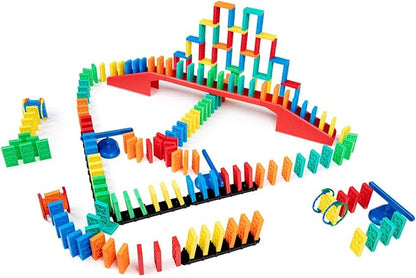 Bulk Dominoes Kinetic Domino Kit | Dominoes Set, STEM STEAM Small Toys, Family Games for Kids, Kids Toys and Games, Building, Toppling, Chain Reaction Sets (204pc)