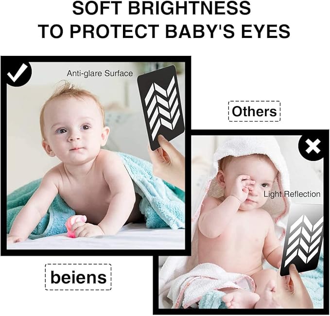 beiens High Contrast Baby Flashcards, Black White Color Newborn Brain Development Toys, Visual Stimulation Learning Activity Cards, Educational Infants Gift (Black & White(for 0-3 Months))