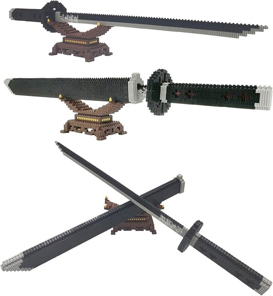Demon Slayer Sword Building Kit Set Compatible with Lego, 22.8IN Cosplay Anime Tanjirou Sword with Scabbard & Stand, Tokitou Muichirou Katana Stacking Blocks Toy Gift for Kid, Adult