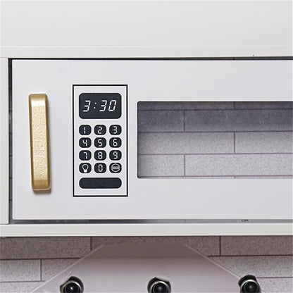 Wooden Play Kitchen Toy Set with Light, Kids Children Pretend Toy Kitchen Playset, Sink with Faucet, Oven, Microwave, Kitchenware Set Accessories for Ages 3-8 Girls Boys