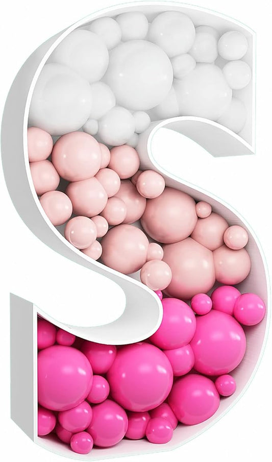 3FT Tall Mosaic Balloon Frame Letters Big Marquee Light Up LettersDIY Kit for Birthday Party Wedding Backdrop Decor Letter S Pre-Cut Foam Board