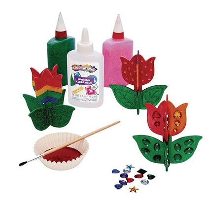 Colorations® Decorate Your Own Wooden Tulips, Set of 12, Unique and Personalize Each Design, Kids Craft, Ready to Decorate Crafts, Personalization, DYO, DIY, Kids Craft, Craft for Children